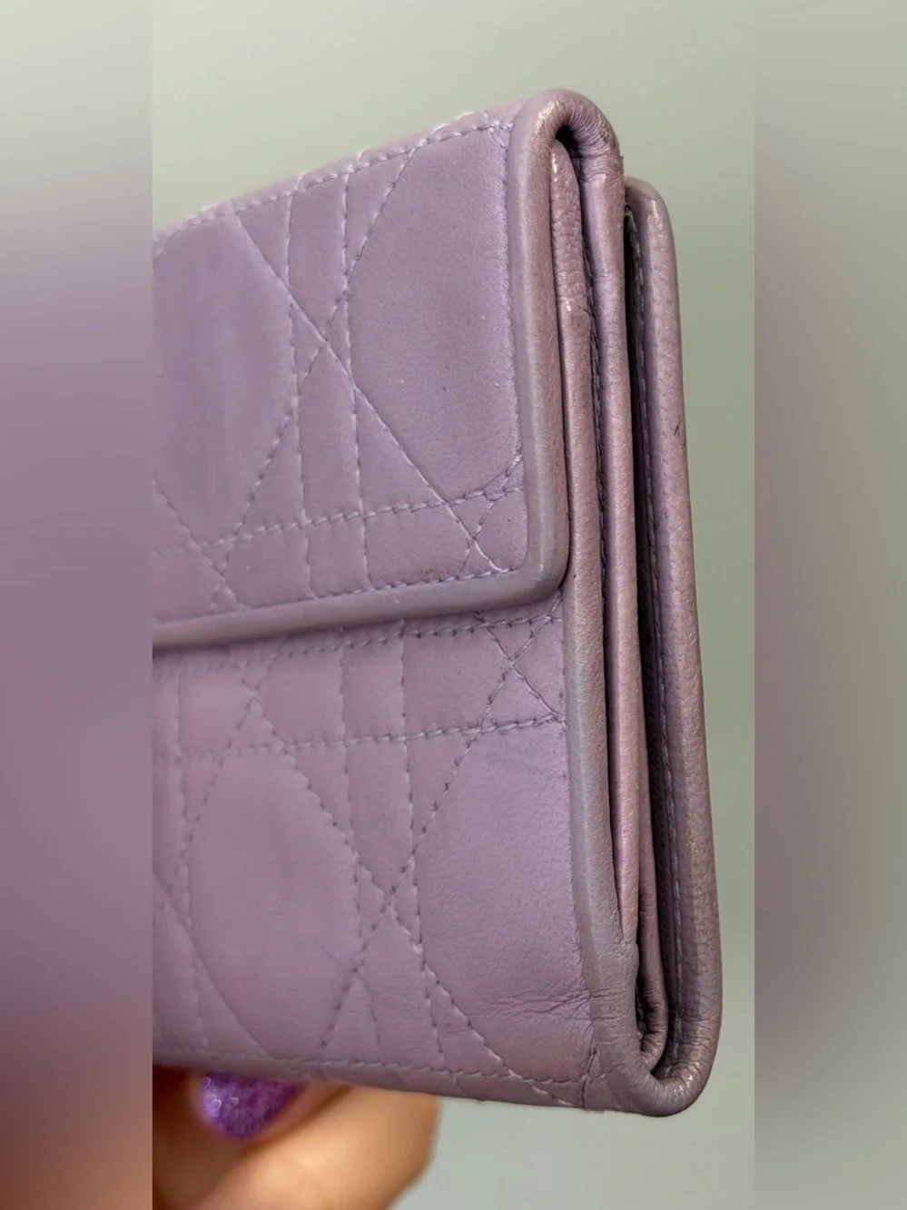 Christian Dior lilac compact wallet